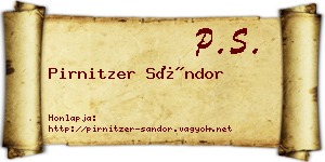 Pirnitzer Sándor névjegykártya